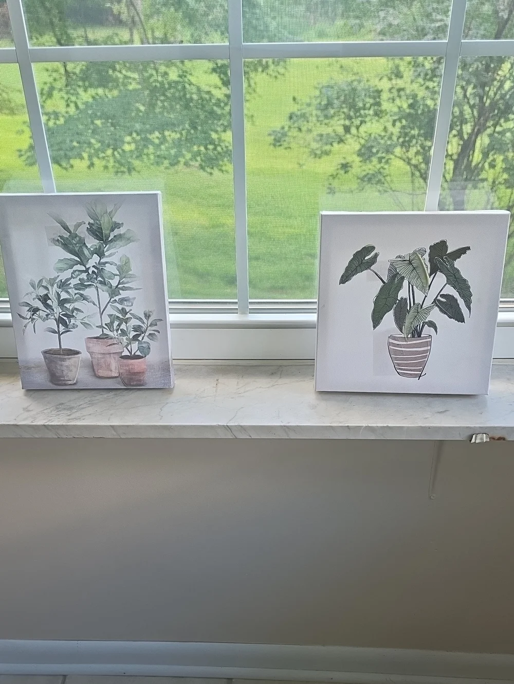 2 Kirklands Potted Plants Canvas Wall Art - Green